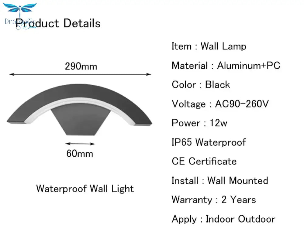 24W Led Outdoor Waterproof Walkway Front Door Garden Porch Wall Light Modern Indoor Corridor