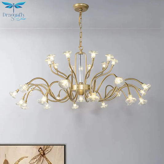 25/31 Lights Crystal Chandelier Light Lodge Gold Sputnik Living Room Hanging Lamp