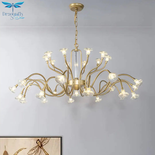 25/31 Lights Crystal Chandelier Light Lodge Gold Sputnik Living Room Hanging Lamp