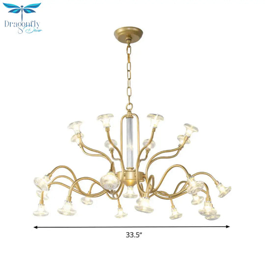 25/31 Lights Crystal Chandelier Light Lodge Gold Sputnik Living Room Hanging Lamp