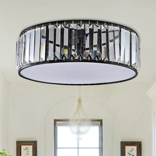 Simple Crystal - Shaded Drum Flush Mount Lamp - Black/Bronze 3/4/5 - Light Fixture For Bedrooms 3 /