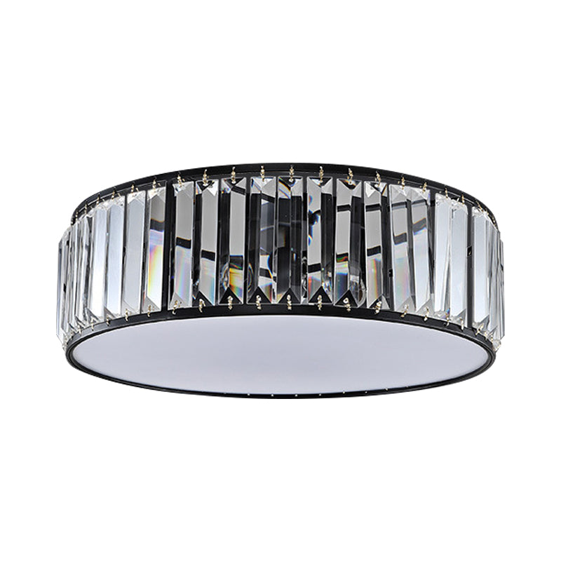 Simple Crystal - Shaded Drum Flush Mount Lamp - Black/Bronze 3/4/5 - Light Fixture For Bedrooms