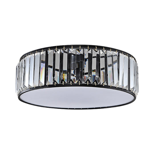 Simple Crystal - Shaded Drum Flush Mount Lamp - Black/Bronze 3/4/5 - Light Fixture For Bedrooms