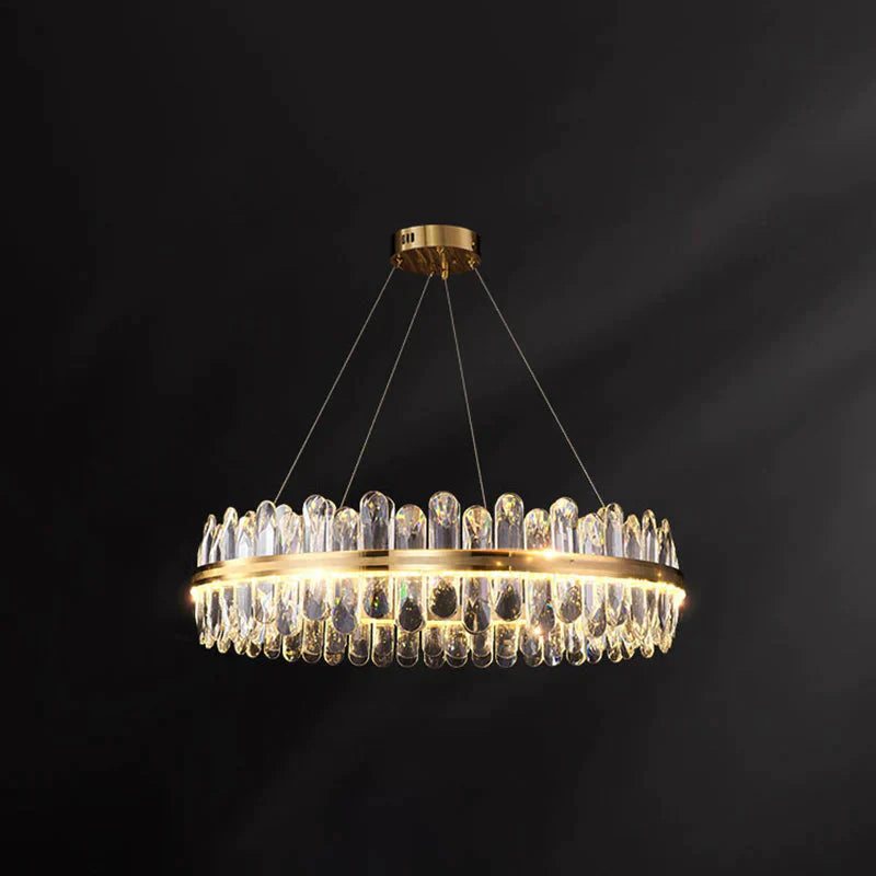 Minimalist Design Circular Crystal Chandelier In Brass / 31.5’ Round