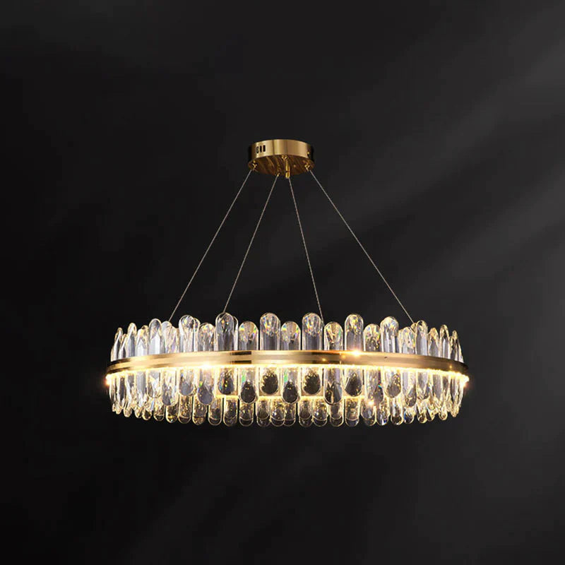 Minimalist Design Circular Crystal Chandelier In Brass / 39.5’ Round