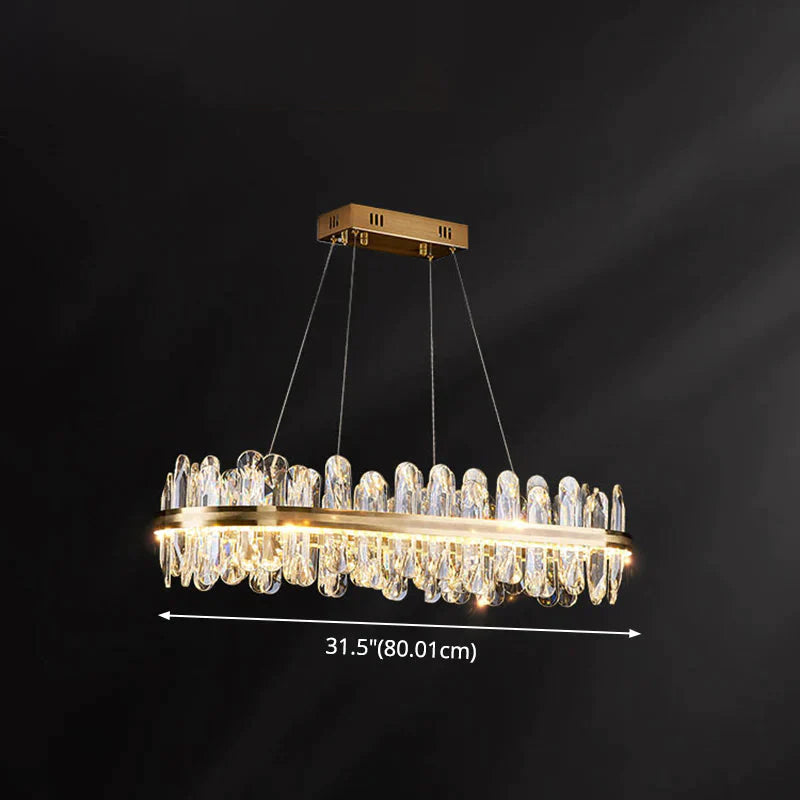 Minimalist Design Circular Crystal Chandelier In Brass