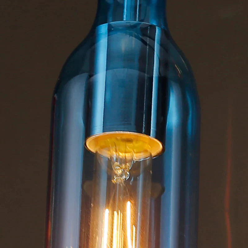 Art Deco Wine Bottle Hanging Lamp Glass Multi Color 5 Pendant