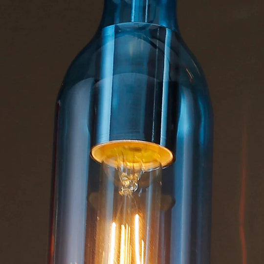 Art Deco Wine Bottle Hanging Lamp Glass Multi Color 5 Pendant
