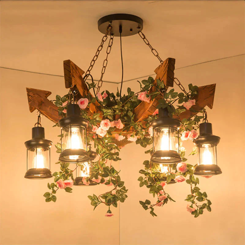 Anchor Shaped Chandelier Lighting Fixture Wood Hanging Ceiling Light