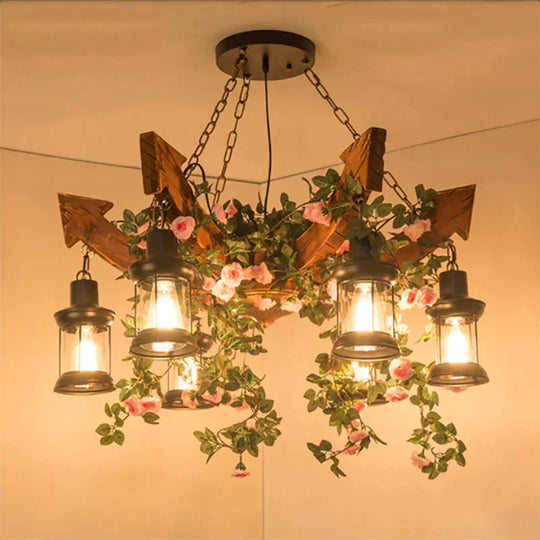 Anchor Shaped Chandelier Lighting Fixture Wood Hanging Ceiling Light