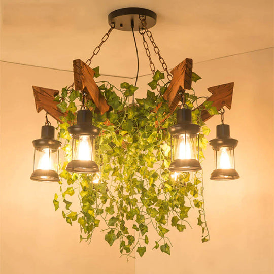 Anchor Shaped Chandelier Lighting Fixture Wood Hanging Ceiling Light