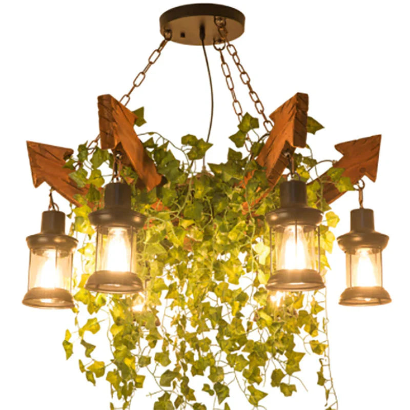 Anchor Shaped Chandelier Lighting Fixture Wood Hanging Ceiling Light