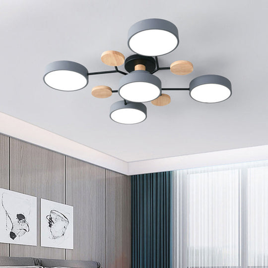 Samantha - Semi Flush Mount Light Macaron Led Acrylic Semi - Flush Ceiling Fixture 5 / Grey White