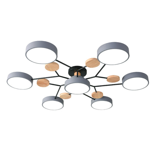 Samantha - Semi Flush Mount Light Macaron Led Acrylic Semi - Flush Ceiling Fixture 7 / Grey White