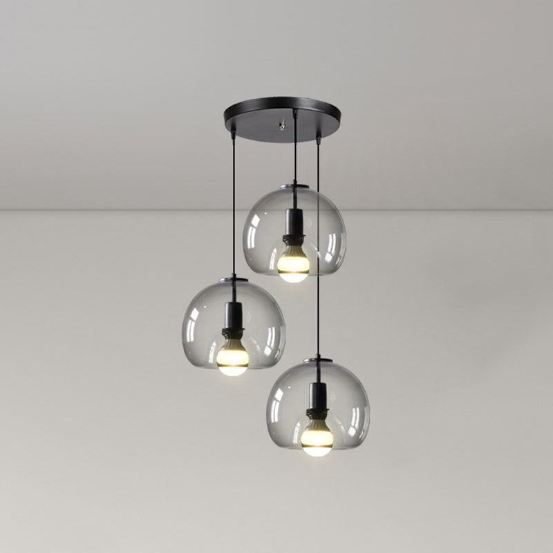 Alice - Black Mini Glass Globe Pendant Light 3 /
