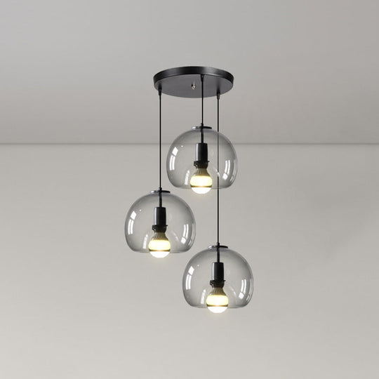 Alice - Black Mini Glass Globe Pendant Light 3 /