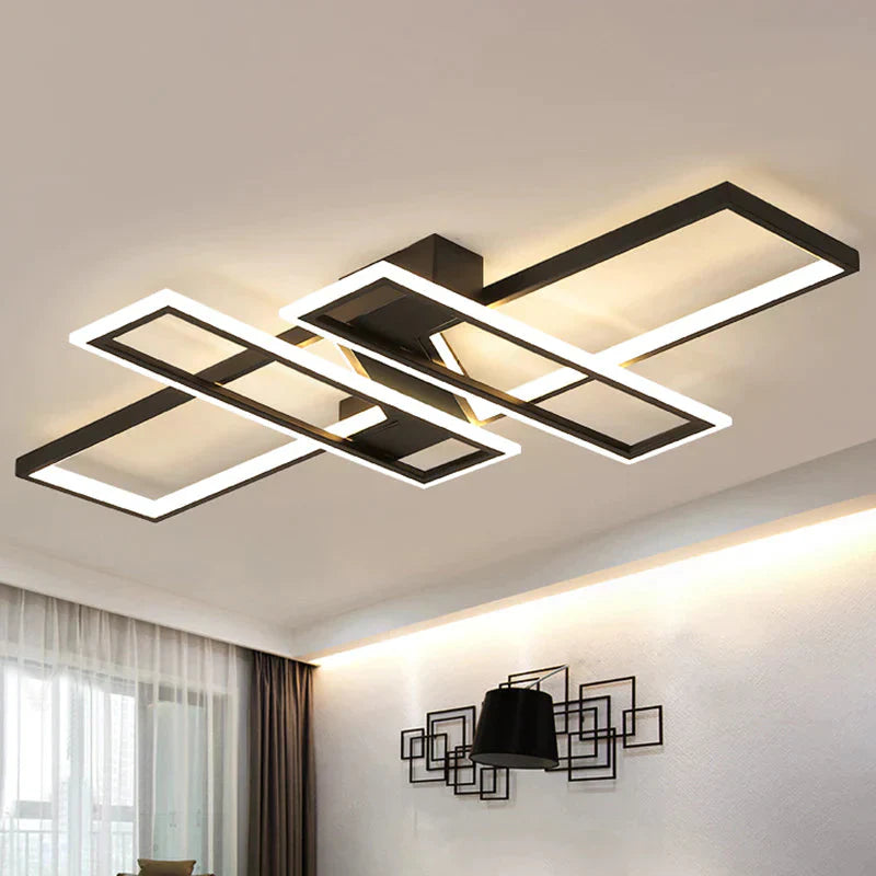 LED Frame Ceiling Mount Light Modern Acrylic Living Room Semi Flush Light Fixture - Black - Clearhalo - 'Ceiling Lights' - 'Close To Ceiling Lights' - 'Close to ceiling' - 'Semi-flushmount' - Lighting' - 2556413