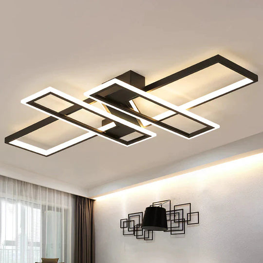 LED Frame Ceiling Mount Light Modern Acrylic Living Room Semi Flush Light Fixture - Black - Clearhalo - 'Ceiling Lights' - 'Close To Ceiling Lights' - 'Close to ceiling' - 'Semi-flushmount' - Lighting' - 2556413