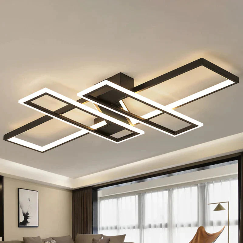LED Frame Ceiling Mount Light Modern Acrylic Living Room Semi Flush Light Fixture - Clearhalo - 'Ceiling Lights' - 'Close To Ceiling Lights' - 'Close to ceiling' - 'Semi-flushmount' - Lighting' - 2556414