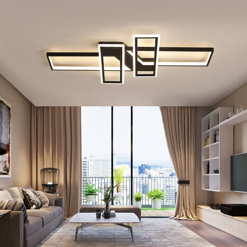 Illuminate Your Modern Living Room: Led Acrylic Frame Semi - Flush Mount Ceiling Light