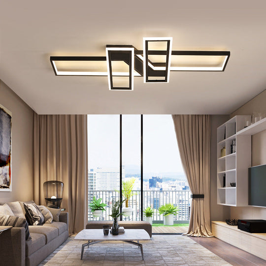 Illuminate Your Modern Living Room: Led Acrylic Frame Semi - Flush Mount Ceiling Light