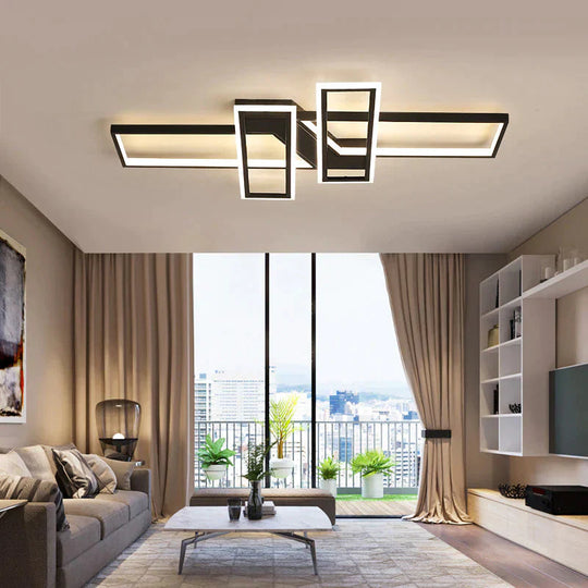 LED Frame Ceiling Mount Light Modern Acrylic Living Room Semi Flush Light Fixture - Clearhalo - 'Ceiling Lights' - 'Close To Ceiling Lights' - 'Close to ceiling' - 'Semi-flushmount' - Lighting' - 2556415
