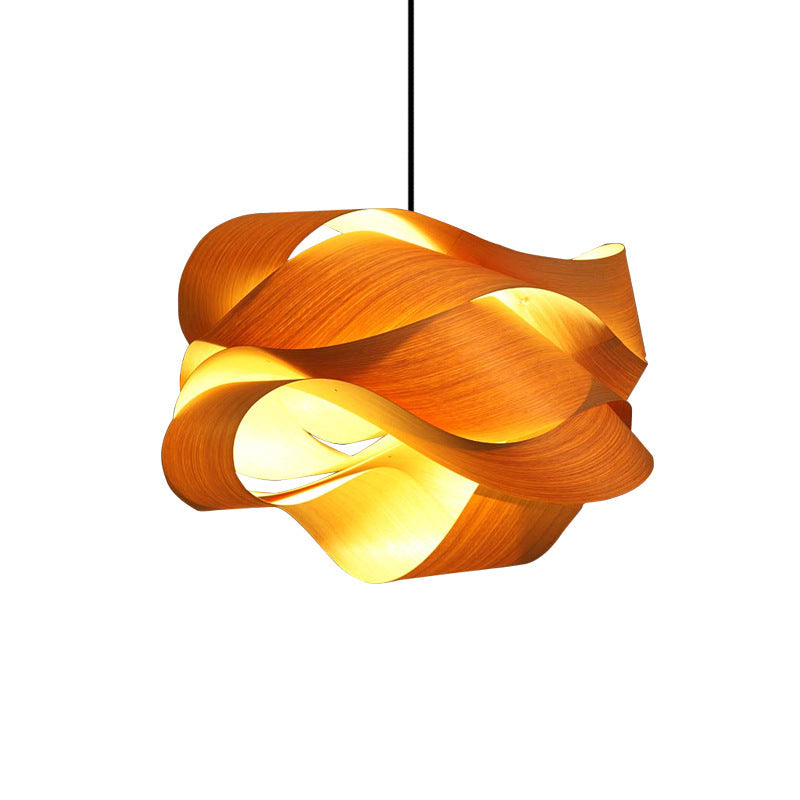 Porrima - Stylish Art Deco Woody Simple Hanging Light Fixtures Irregular Beige Veneer Pendant