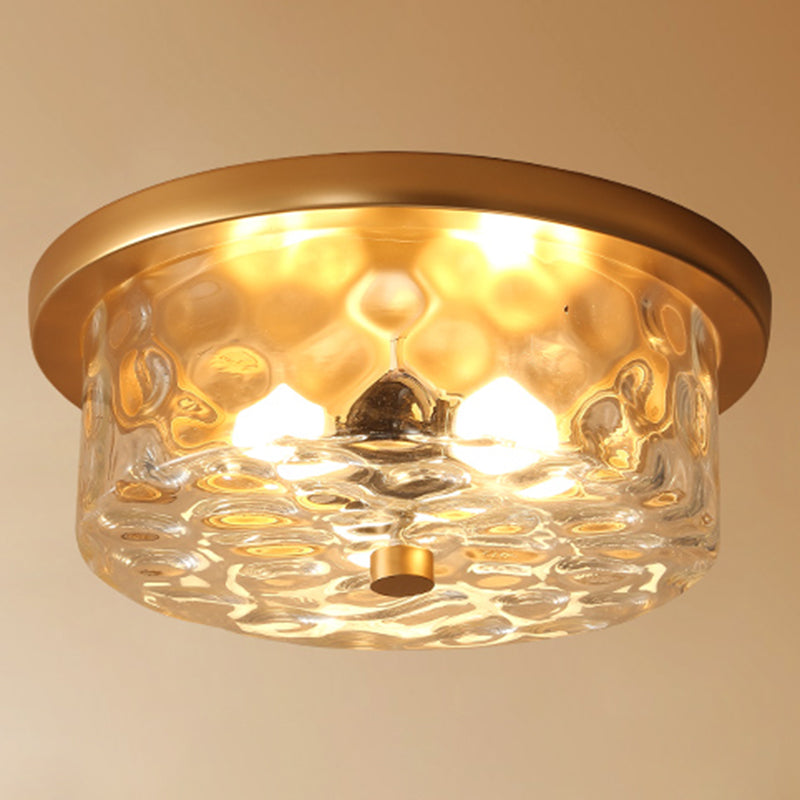 Classic Bedroom Charm: 1 - Light Glass Shade Colonial Style Polyhedron Flush Mount Ceiling Light
