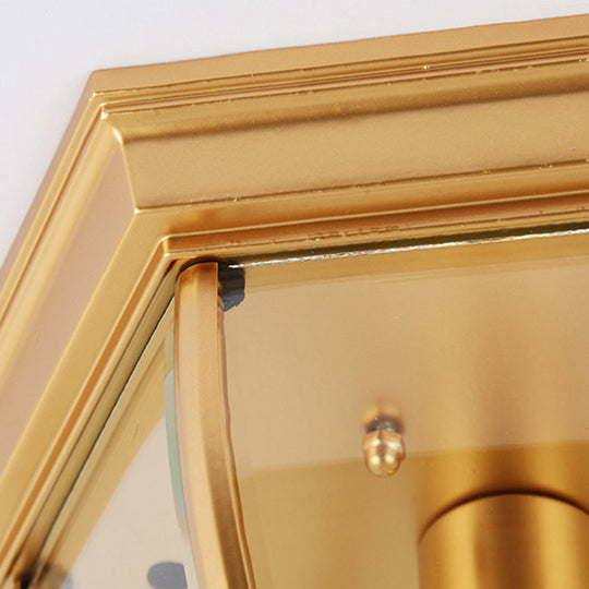 Classic Bedroom Charm: 1 - Light Glass Shade Colonial Style Polyhedron Flush Mount Ceiling Light