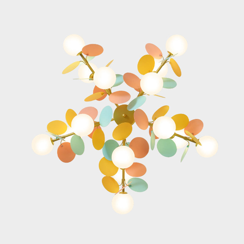 Odile - Cartoon Balloon Hanging Light Fixtures Metallic Drop Pendant With Glass Shade For Bedroom