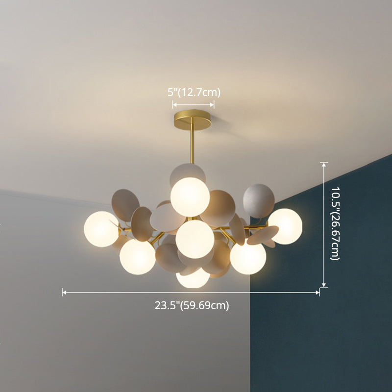 Odile - Cartoon Balloon Hanging Light Fixtures Metallic Drop Pendant With Glass Shade For Bedroom