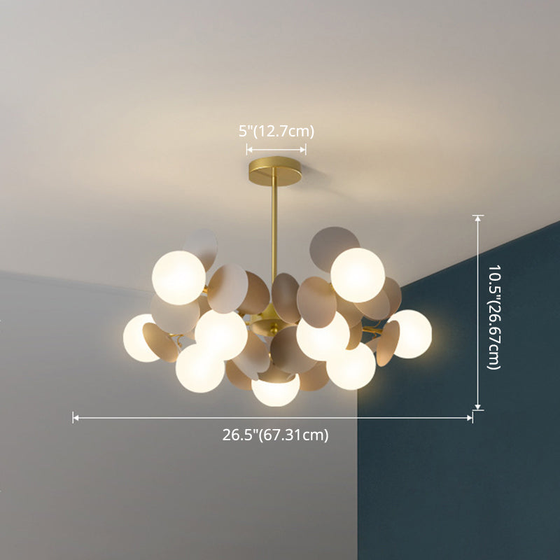 Odile - Cartoon Balloon Hanging Light Fixtures Metallic Drop Pendant With Glass Shade For Bedroom