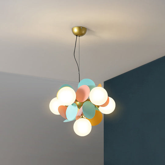 Odile - Cartoon Balloon Hanging Light Fixtures Metallic Drop Pendant With Glass Shade For Bedroom 6