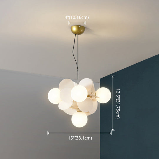 Odile - Cartoon Balloon Hanging Light Fixtures Metallic Drop Pendant With Glass Shade For Bedroom
