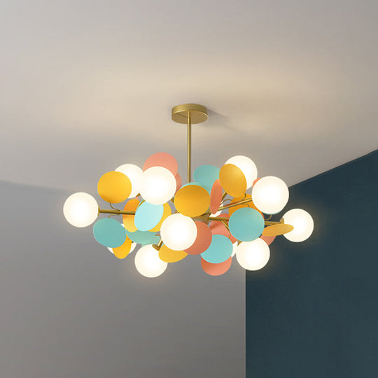 Odile - Cartoon Balloon Hanging Light Fixtures Metallic Drop Pendant With Glass Shade For Bedroom