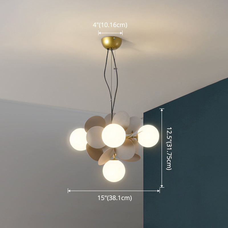 Odile - Cartoon Balloon Hanging Light Fixtures Metallic Drop Pendant With Glass Shade For Bedroom