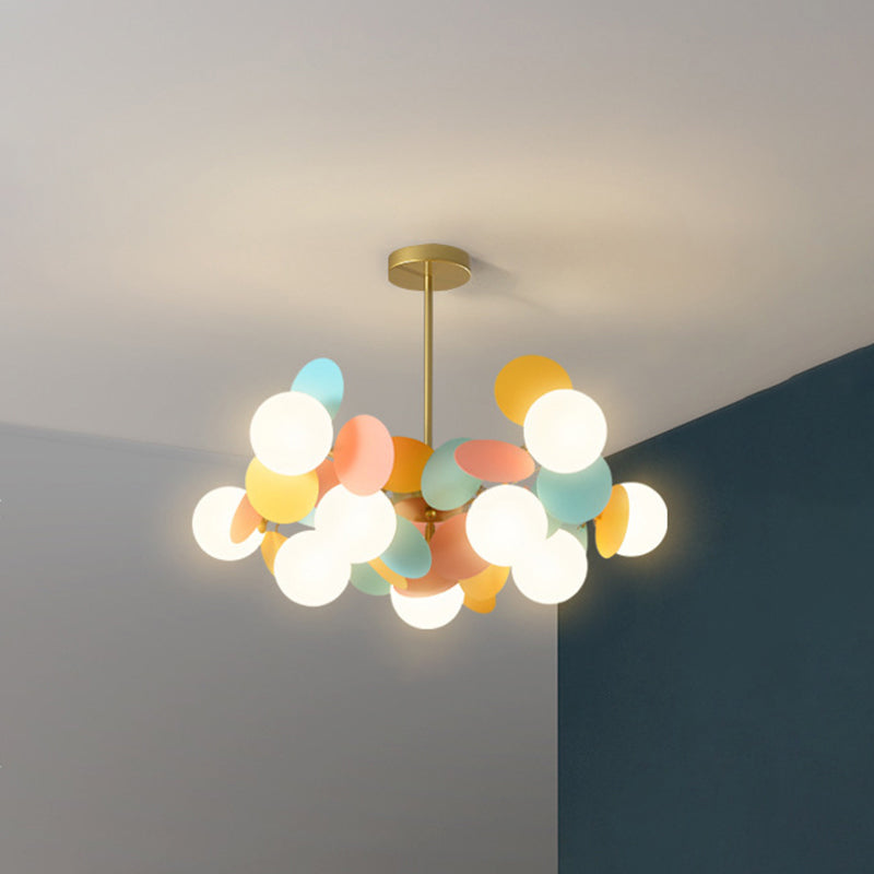 Odile - Cartoon Balloon Hanging Light Fixtures Metallic Drop Pendant With Glass Shade For Bedroom