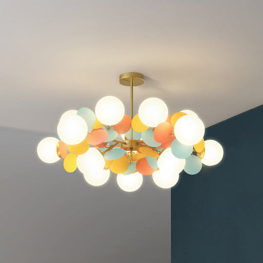 Odile - Cartoon Balloon Hanging Light Fixtures Metallic Drop Pendant With Glass Shade For Bedroom