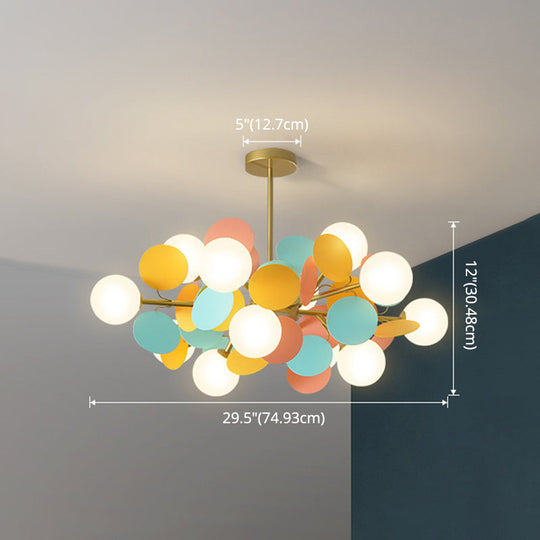 Odile - Cartoon Balloon Hanging Light Fixtures Metallic Drop Pendant With Glass Shade For Bedroom
