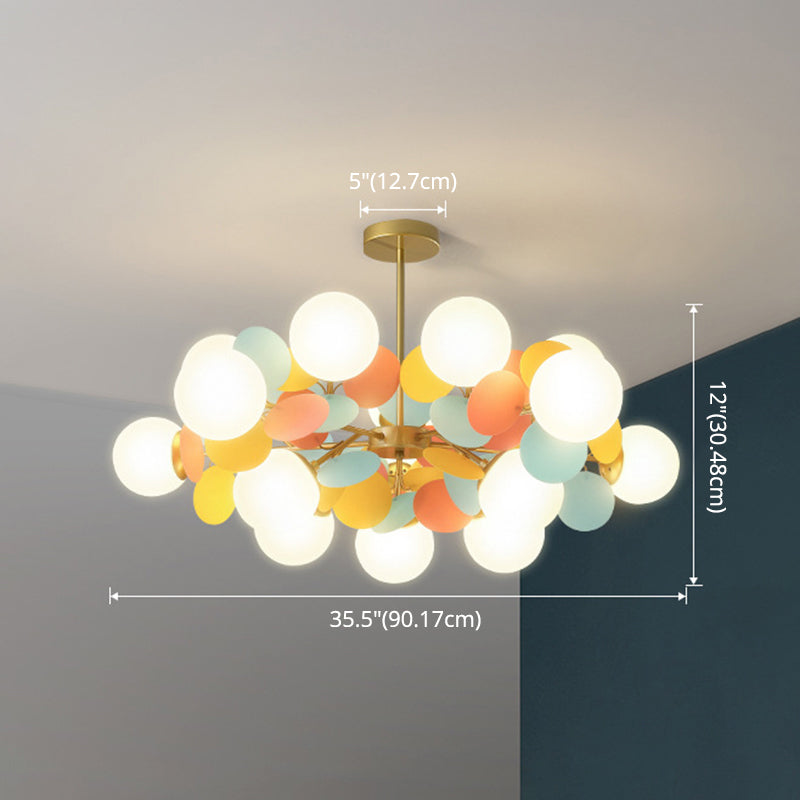 Odile - Cartoon Balloon Hanging Light Fixtures Metallic Drop Pendant With Glass Shade For Bedroom