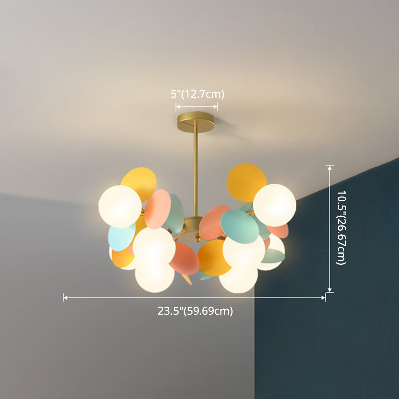 Odile - Cartoon Balloon Hanging Light Fixtures Metallic Drop Pendant With Glass Shade For Bedroom
