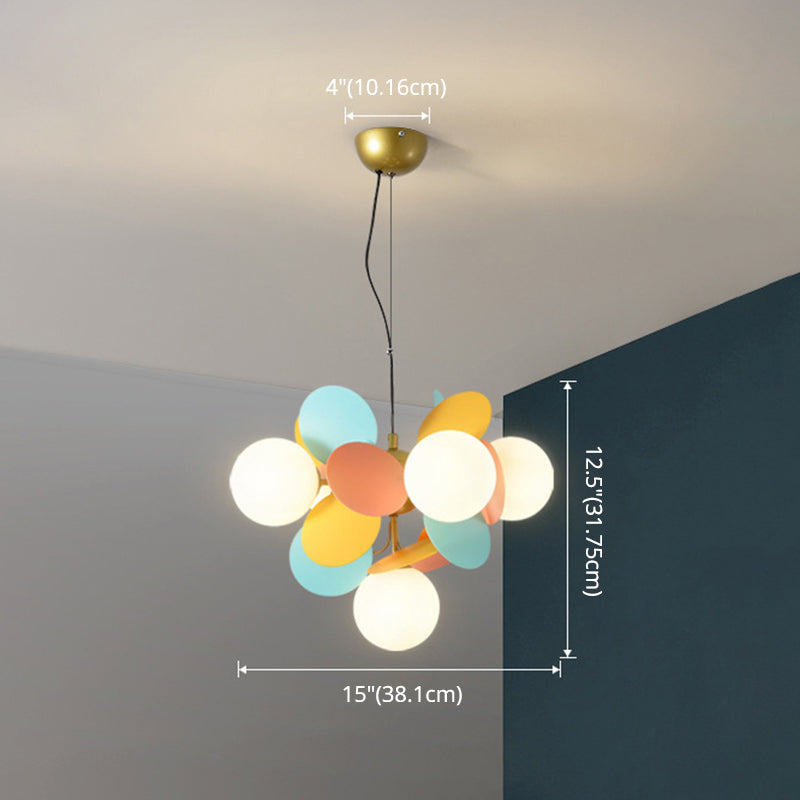 Odile - Cartoon Balloon Hanging Light Fixtures Metallic Drop Pendant With Glass Shade For Bedroom