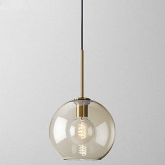 Hyadum I - Cognac Glass Pendant Light Modern Minimalist 1 - Light Lighting For Dining Room Table /