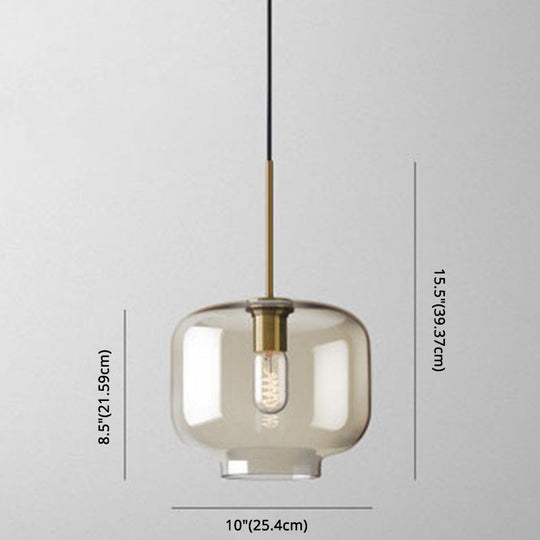 Hyadum I - Cognac Glass Pendant Light Modern Minimalist 1 - Light Lighting For Dining Room Table