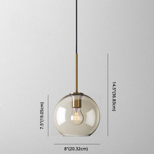 Hyadum I - Cognac Glass Pendant Light Modern Minimalist 1 - Light Lighting For Dining Room Table