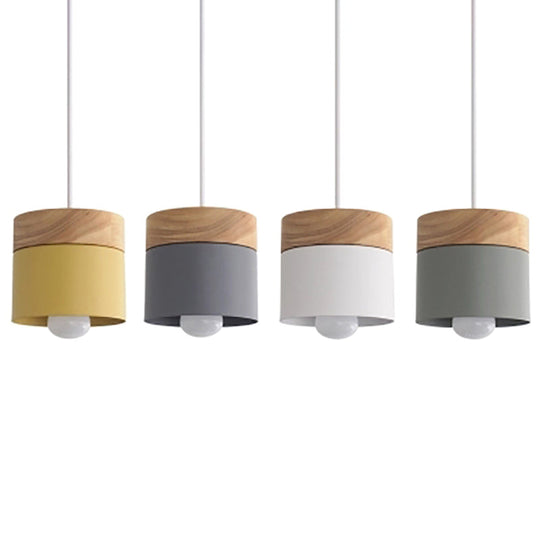 Alice - Minimalist Modern Wooden Top Pendant Light Metal Macarons 1 - Light Lighting