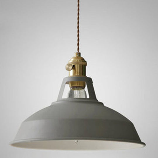 Marta - Industrial Macarons Barn Shade Pendant Light Metal 1 - Light Lighting For Restaurant Grey