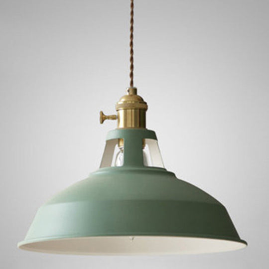 Marta - Industrial Macarons Barn Shade Pendant Light Metal 1 - Light Lighting For Restaurant Green