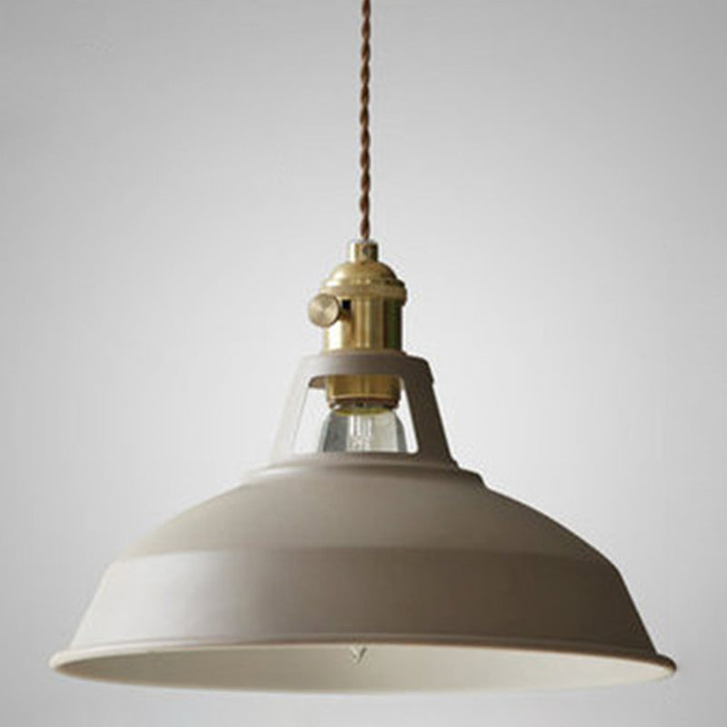 Marta - Industrial Macarons Barn Shade Pendant Light Metal 1 - Light Lighting For Restaurant Khaki