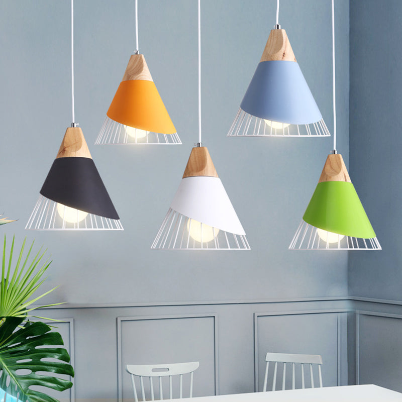 Birdun - Nordic 1 - Light Wire Cage Pendant Lamp Macarons Style Metal Living Room Hanging